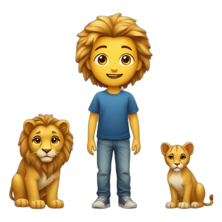Enfant avec son chat son lion son chien sa panthère sticker