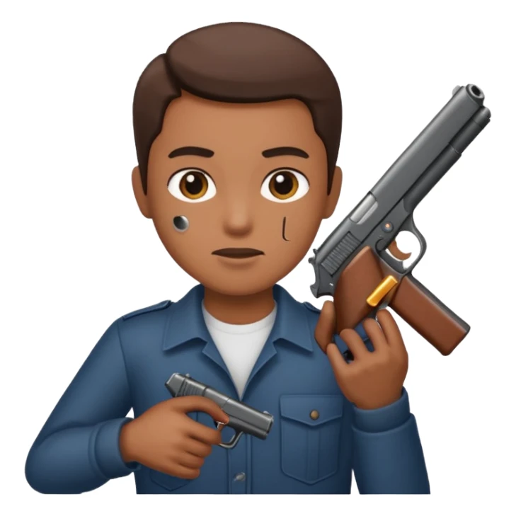 As un emoji con pistola en la mano sticker