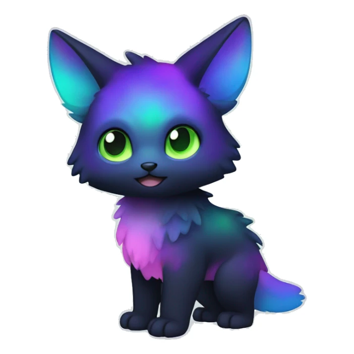 Cute cool black nebula fading green blue purple pink gradient animal hybrid Fakemon full body sticker