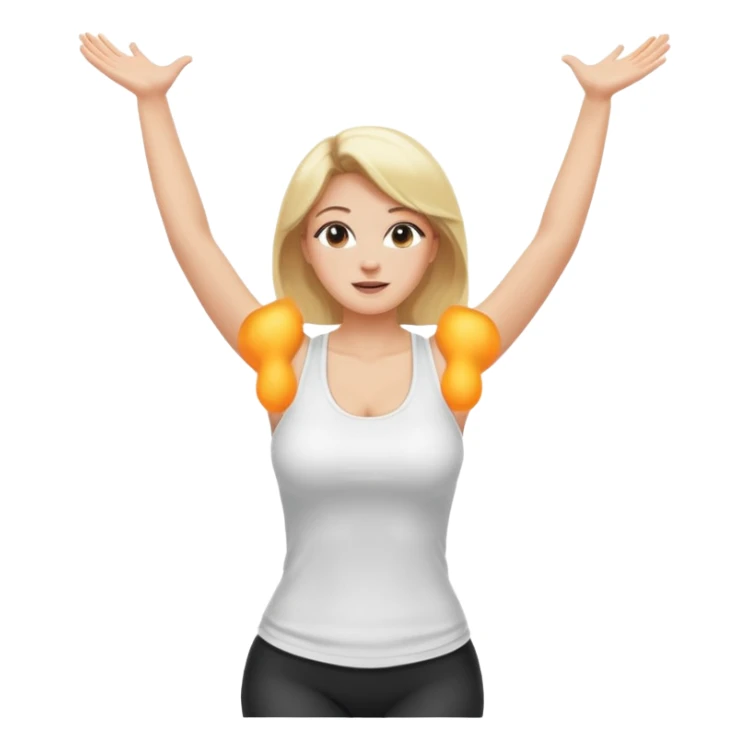 busty blonde woman jumping with arms raised, SFW sticker