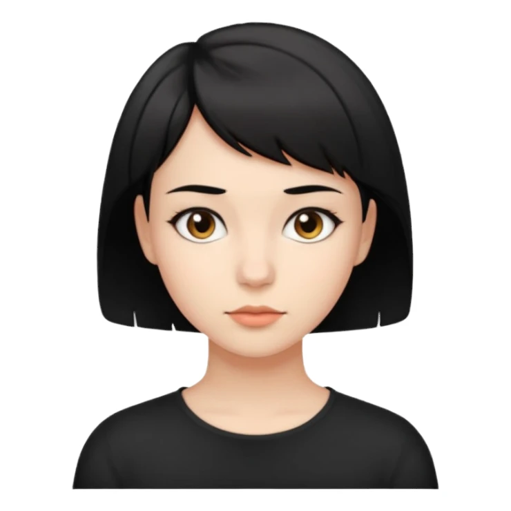 25 yaş genç kız siyah küt saçlı sticker