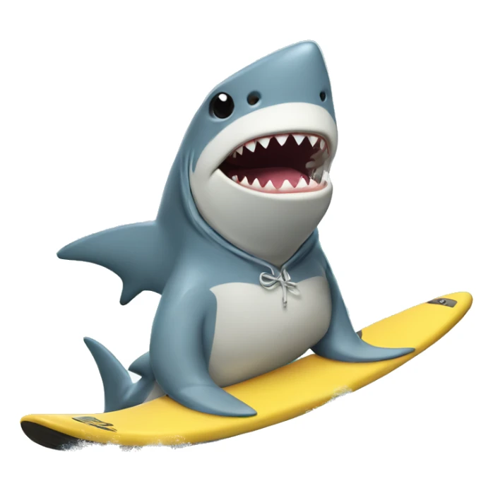 Shark wearing a hoodie and on a surf board sticker