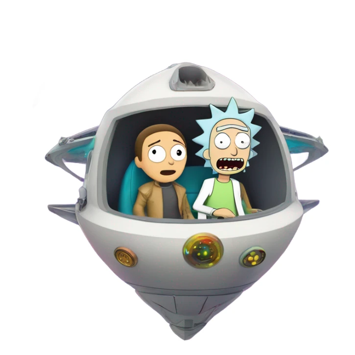 Hot wheel young Rick and Morty flying in spaceship to citadel  sticker