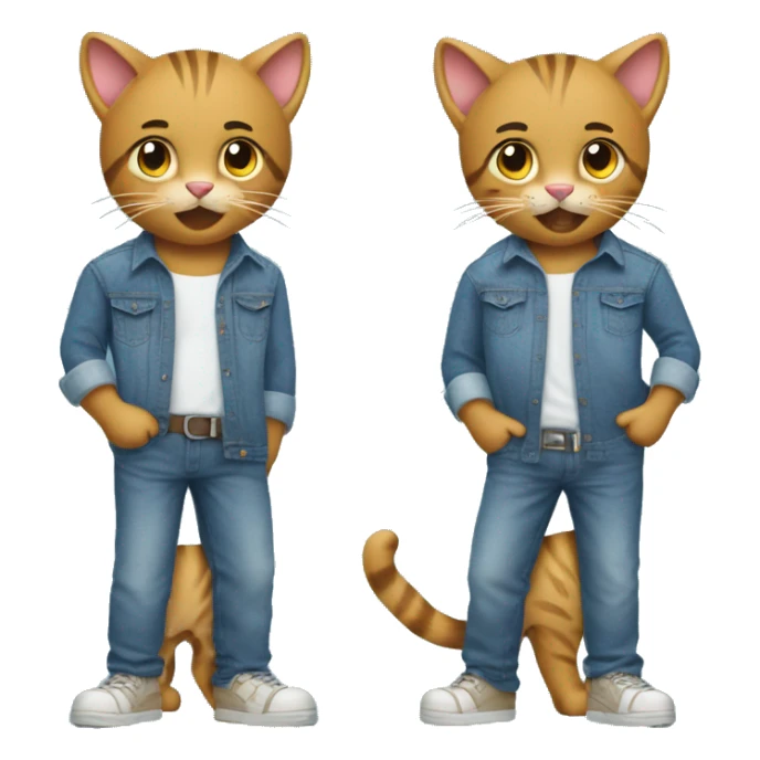 one big cat and one little cat in denim shirts sticker