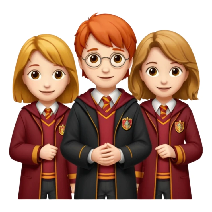 harry potter, ronald weasley and hermione granger in gryfinndor uniform sticker