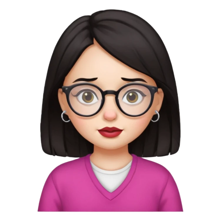 sarah babygirl dark hair and glasses with nose piercing sticker