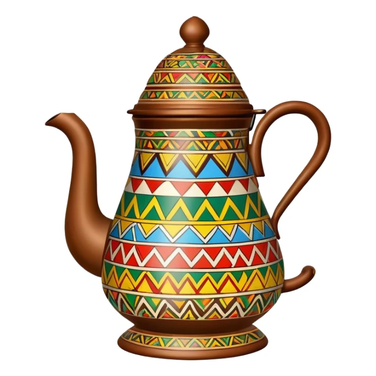 traditional Ethiopian coffee pot jebena with colorful base sticker