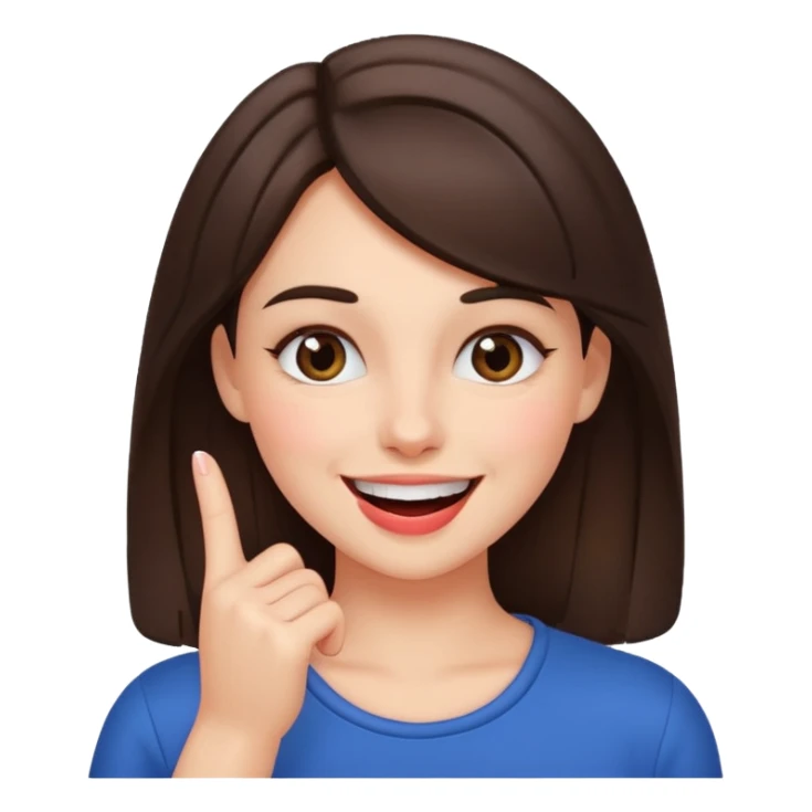 femme brune qui rougit en souriant avec un doigt entre les dents  sticker