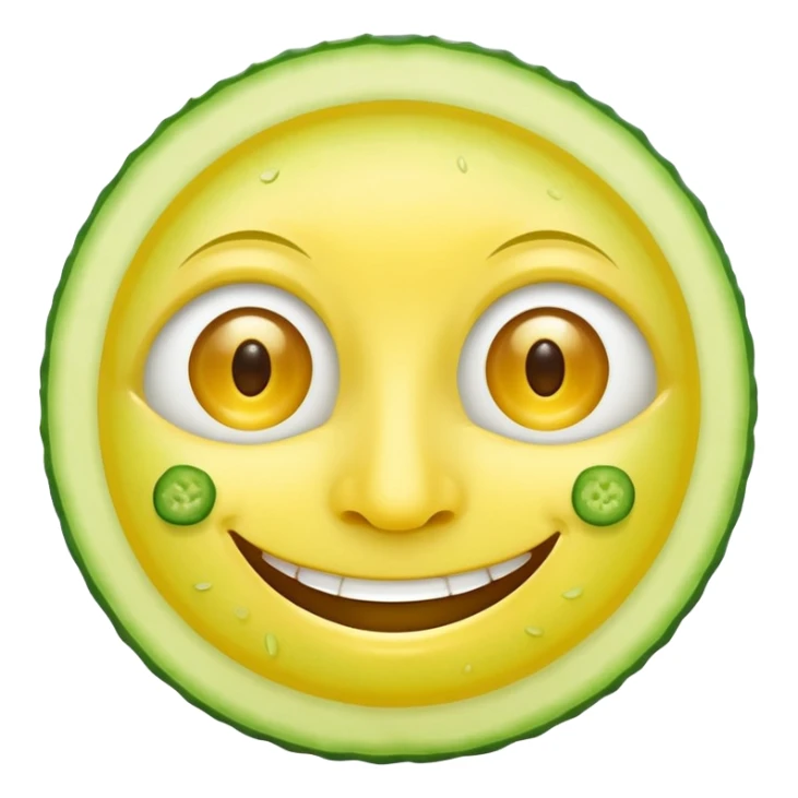 smiling yellow face with cucumber slices for eyes sticker