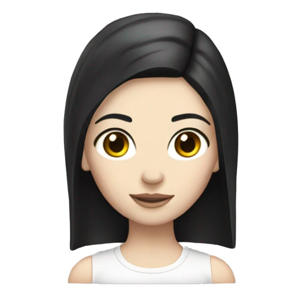 Pale girl black hair with audi car sticker