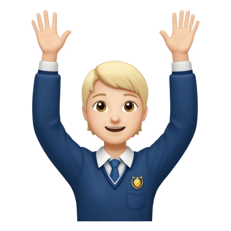 happy school student raising arms sticker
