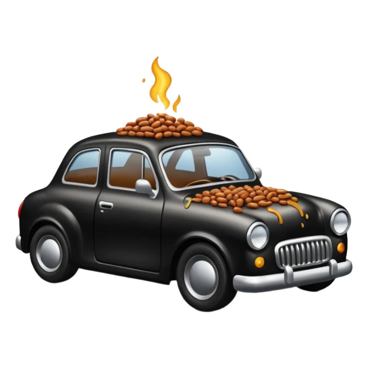 Car with beans in it and stuck in tar sticker