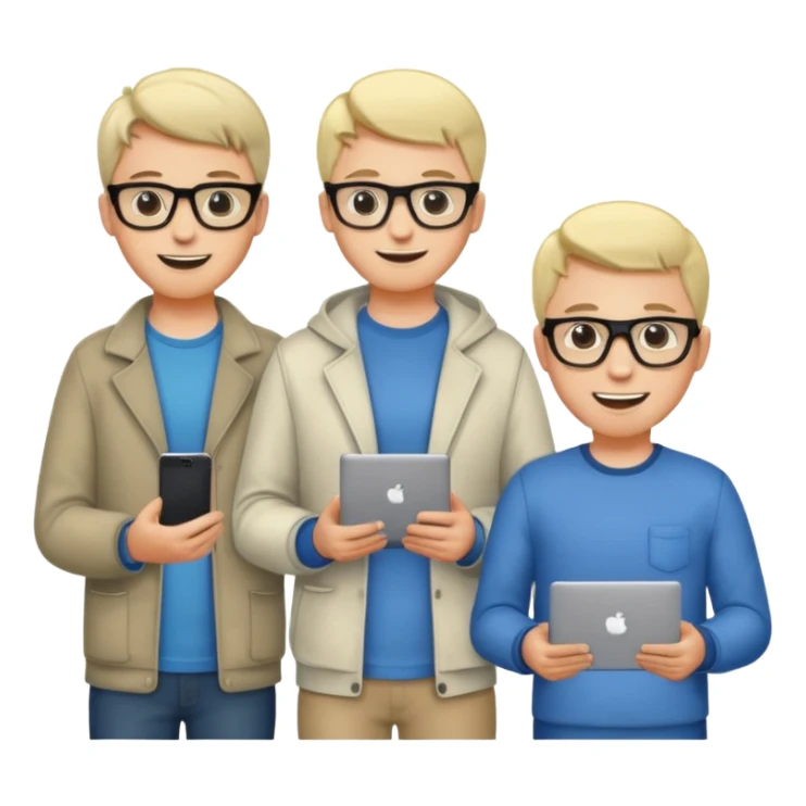 Group of 4 vibe coders, all male and white skinned, standing, some with a laptop or a phone   sticker