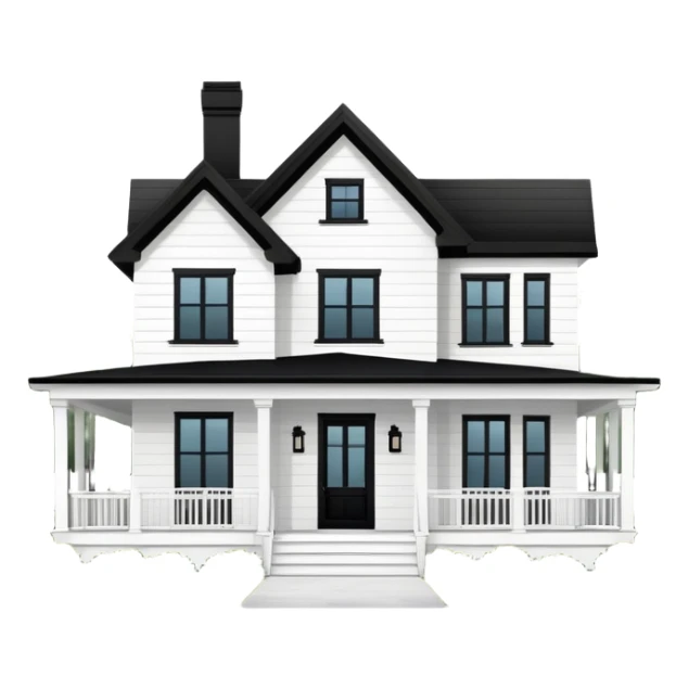 A white two story house with a modern farmhouse aesthetic  sticker