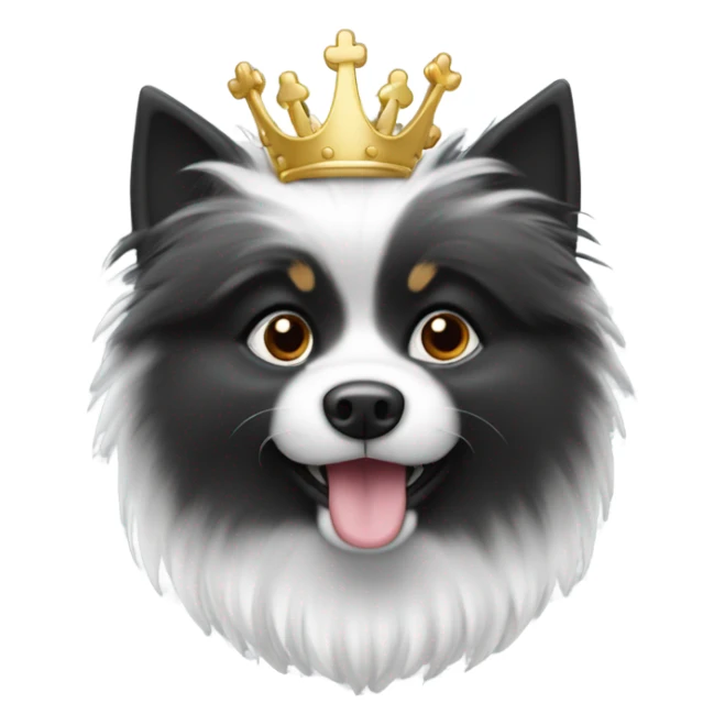 Spitz nain blanc et noir avec couronne sticker