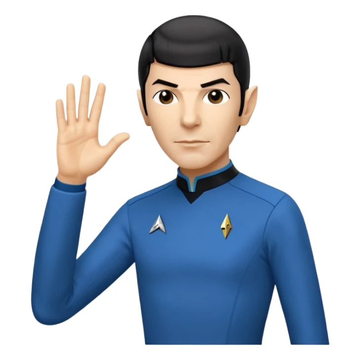 Spock making the Vulcan salute in Starfleet blue uniform (Star Trek) sticker