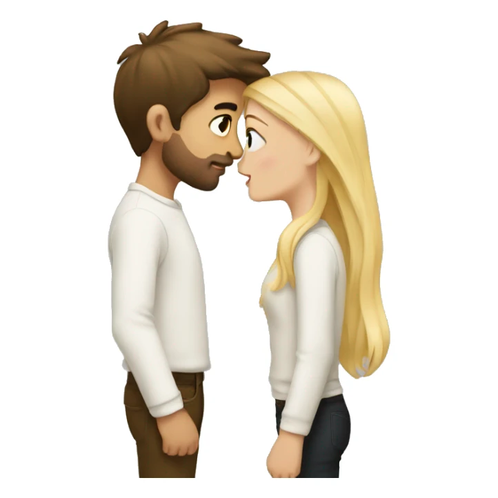 Passionate Kiss, blonde girl and brunette boy, both white sticker