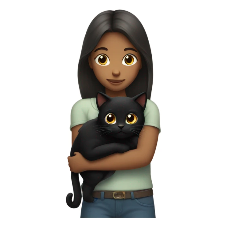 Girl hugging a black cat sticker