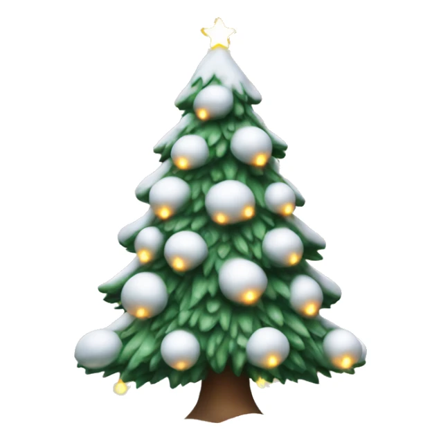 christmas tree with warm lights and snow covering it sticker