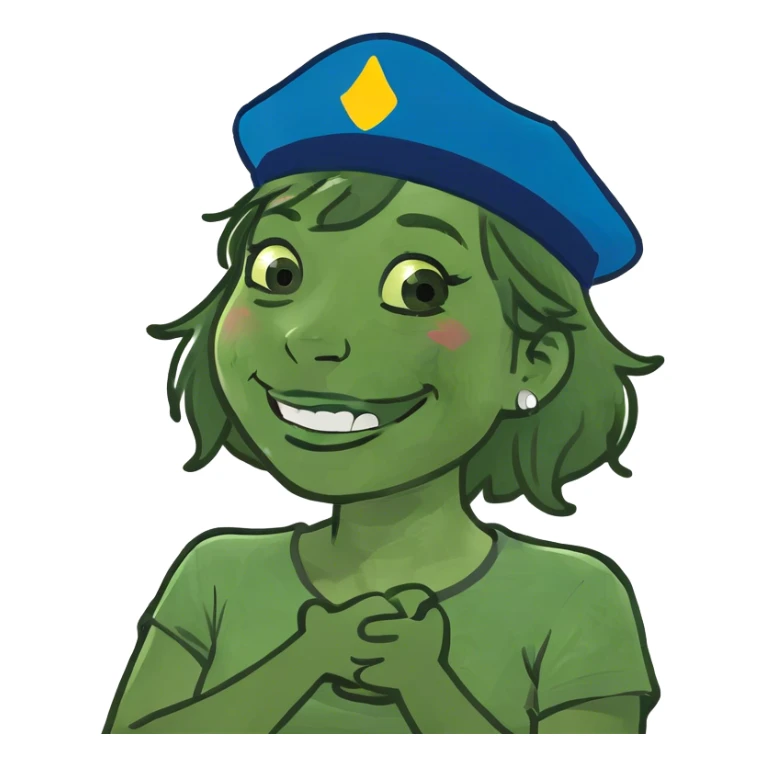 Arms crossed holding neck laughing girl sticker