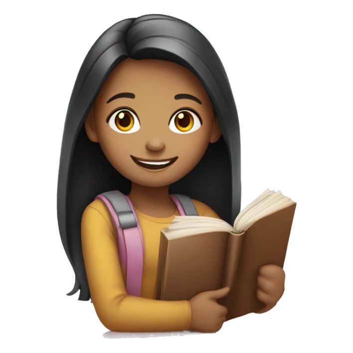 smiling girl with book sticker