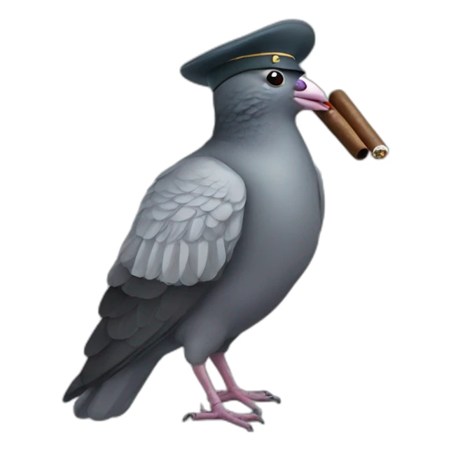 Soldier pigeon with cigar in beak sticker