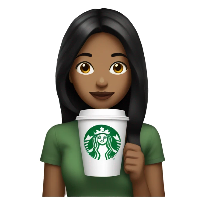 Girl with black hair holding Starbucks sticker