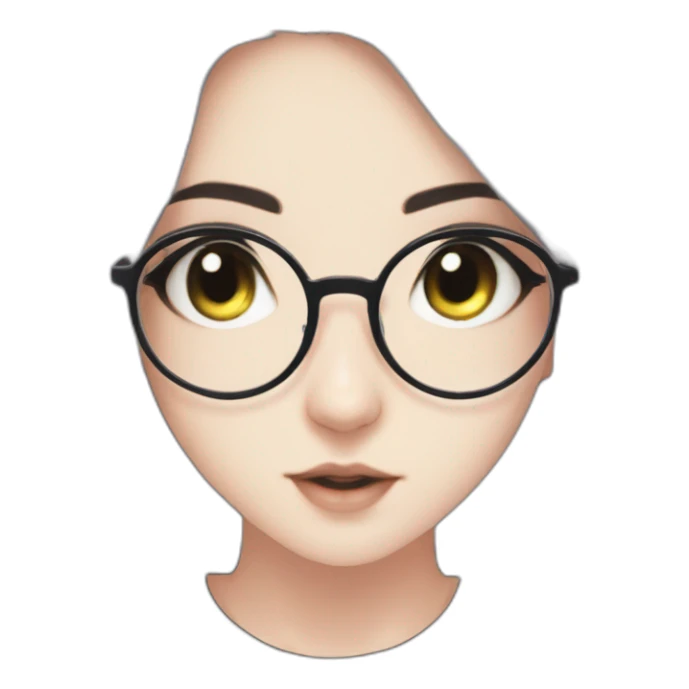 Anime+eyes-goth-girl-dark-hair-with-glasses-black-tshirt+perfectly-centered sticker