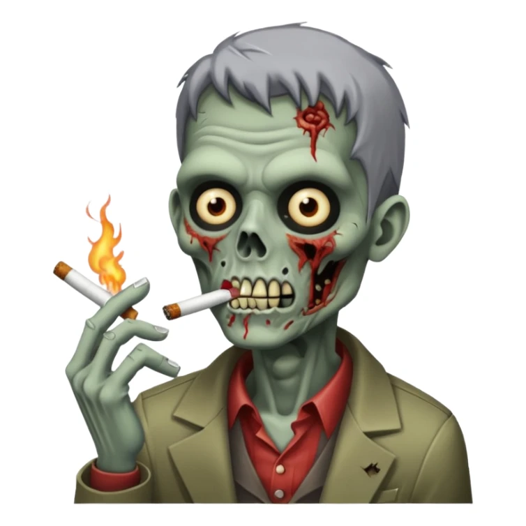 zombie with middle crop smoking cigarettes  sticker