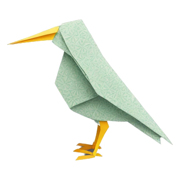 Origami bird made of patterned paper sticker