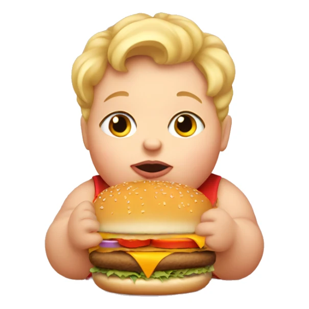 Fat baby with thick blonde hair eating burger sticker
