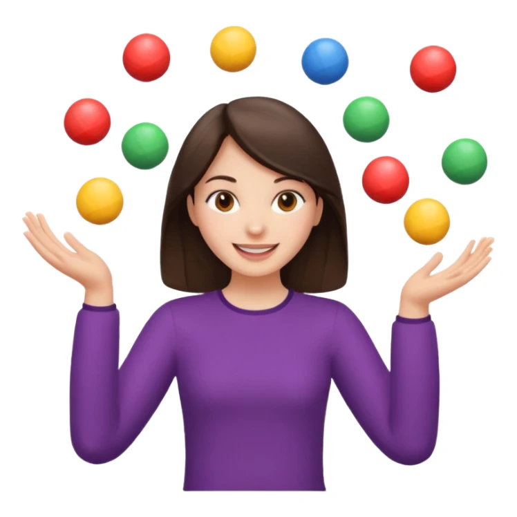 a brunette girl juggling  with two hands  sticker