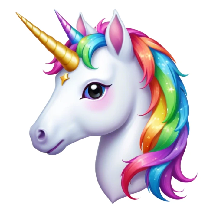 sparkly white unicorn with rainbow hair  sticker