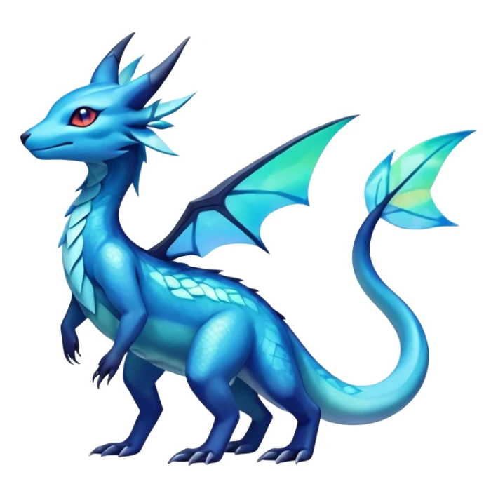 Colorful Iridescent Exotic Salandit-Aurorus-Glaceon-Fakémon-hybrid-creature (full body)  sticker