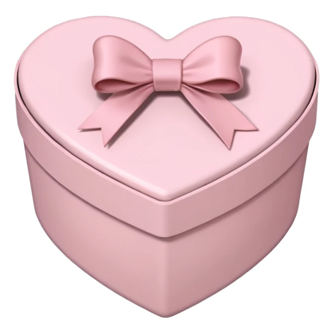 pale pink heart box, pale pink bow, filled with chocolates inside sticker