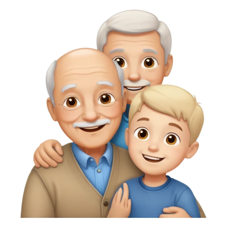 small kid with grandpa, smiling together, warm and friendly sticker