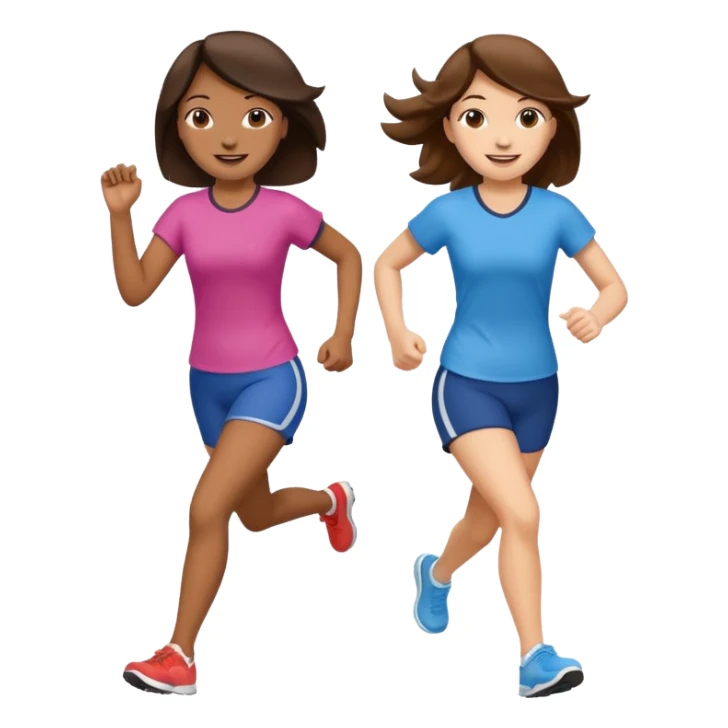 I want 2 women holfing hands running in sdame direction, one is brunette sticker