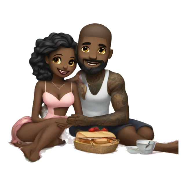 Romantic picnic date for beautiful tattooed couple sticker