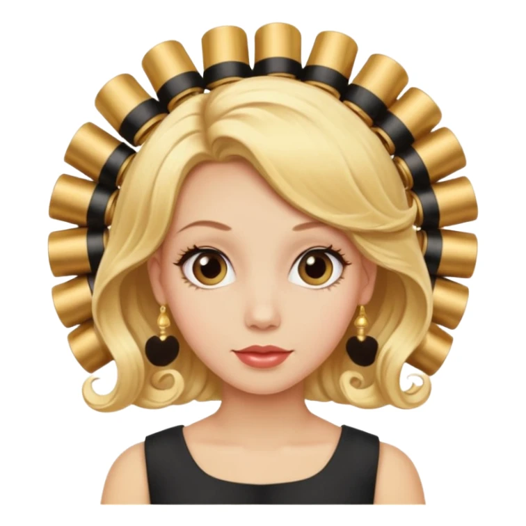 hair with golden hair rollers sticker