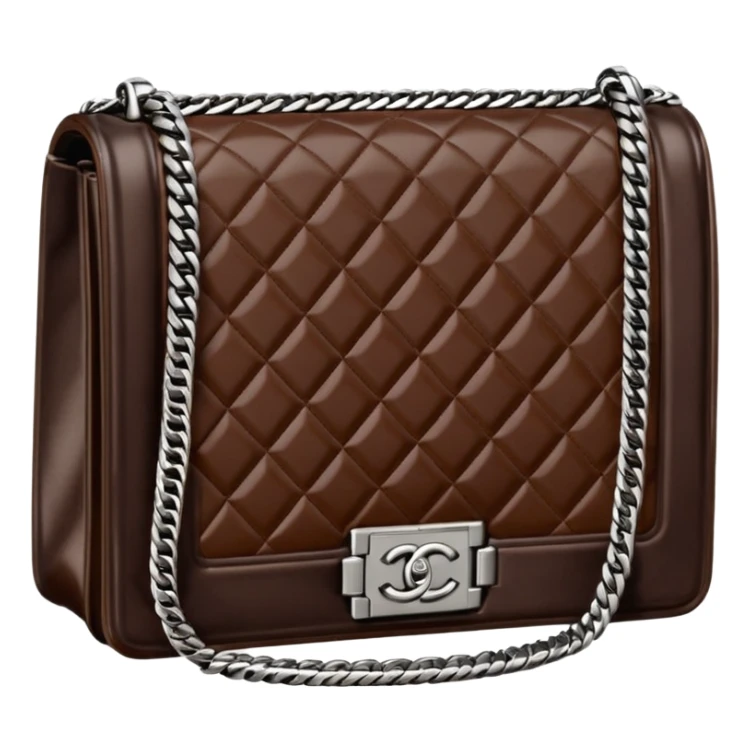 chanel le boy deep chocolate brown color bag sticker