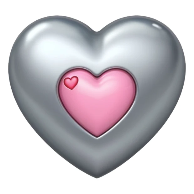 silver heart with one pink mini heart inside of it  sticker