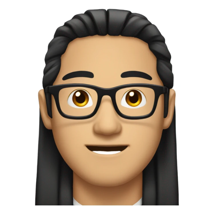 asian man with long black hair, glasses, and black nails sticker