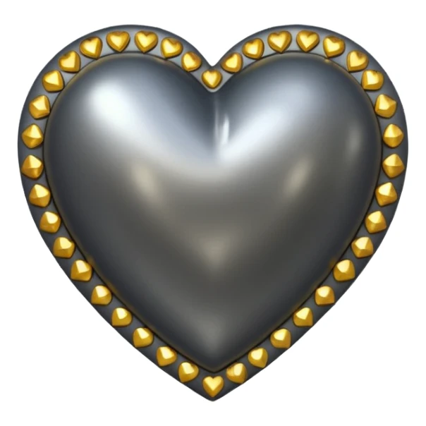 Dark grey metallic heart lined with gold gems sticker