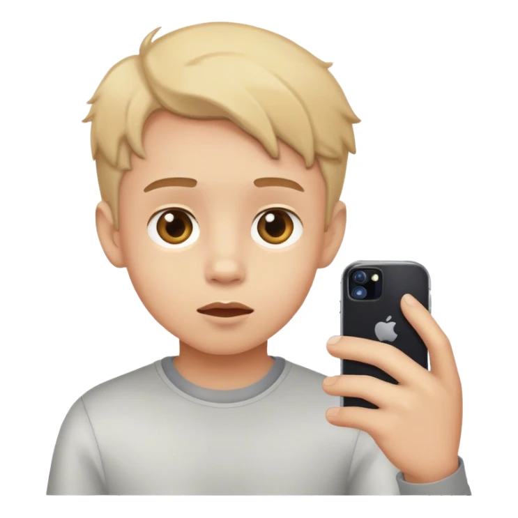 curios boy taking picture with his phone sticker