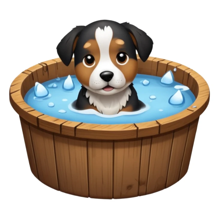 ice bath with a dog in id from wood round sticker
