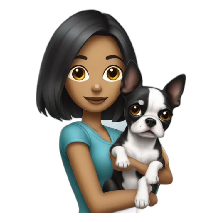 hot female robot holding boston terrier chihuahua sticker
