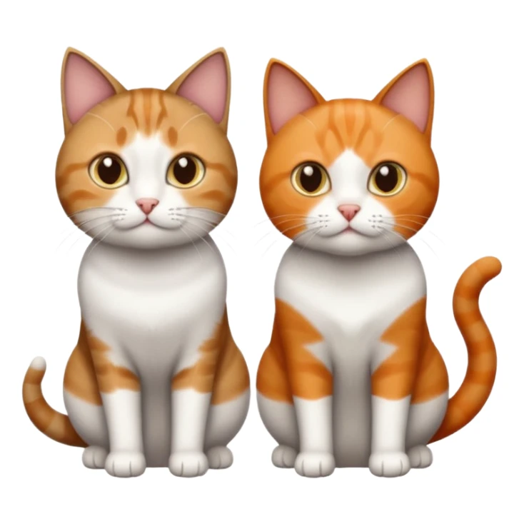 3 different coloured short haired cats including; a dark brown tabby and white cat, and a dark grey and white and a ginger and white sticker
