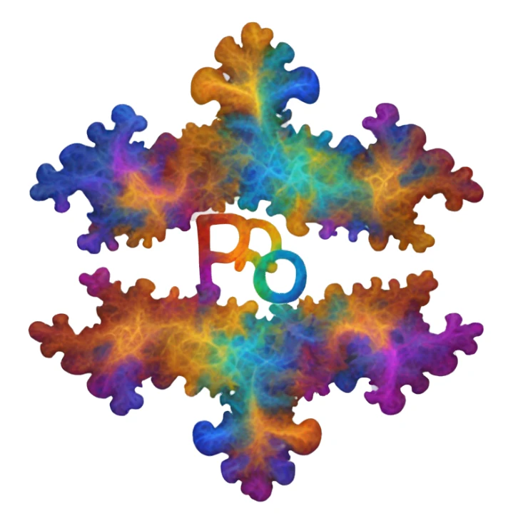 multi-color fractal with the word "Pro³" in it sticker