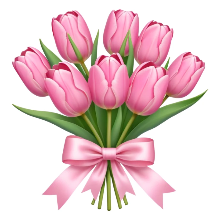 Pastel pink tulip bouquet with bow sticker