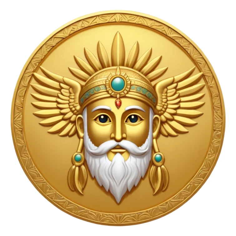 Zoroastrian Faravahar winged sun disc with bearded figure sticker